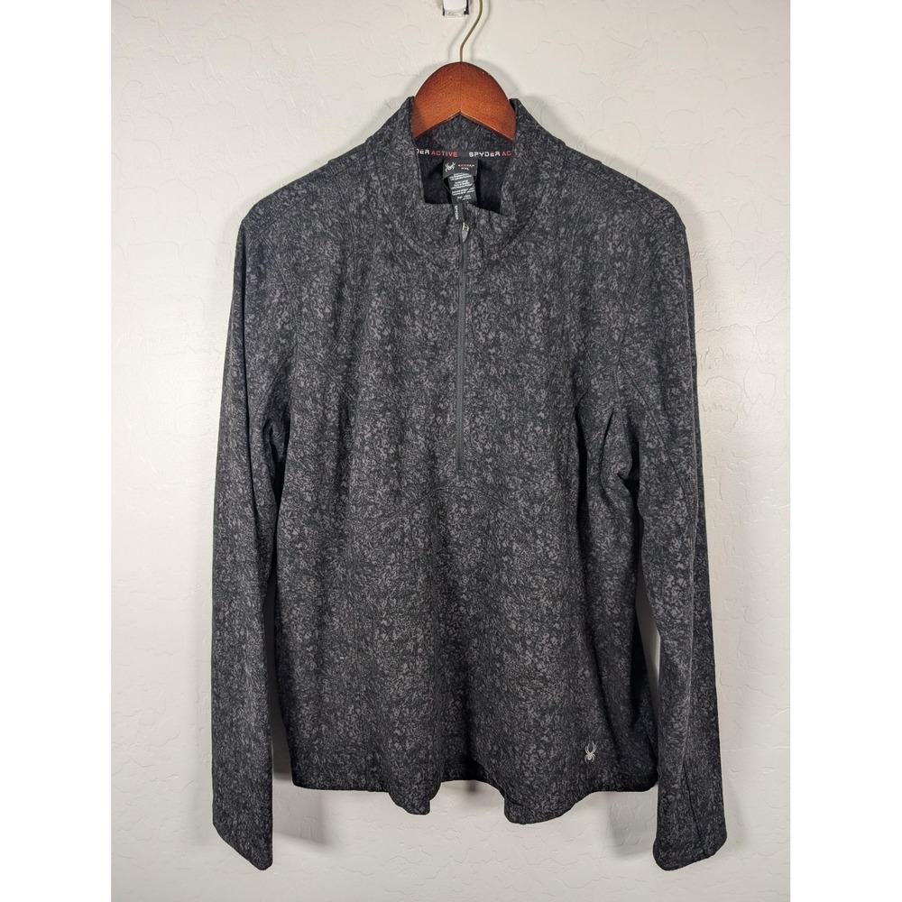 Spyder Active Pullover Womens 2XL Gray 1/4 Zip Fleece Stretch Top Running Hiking